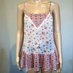 AMERICAN RAG CIE Y2K Light Blue Ditsy Floral Babydoll Tank Top